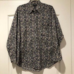 Reunion Mens Floral Printed Dress Button Down 100% Cotton Shirt Size M